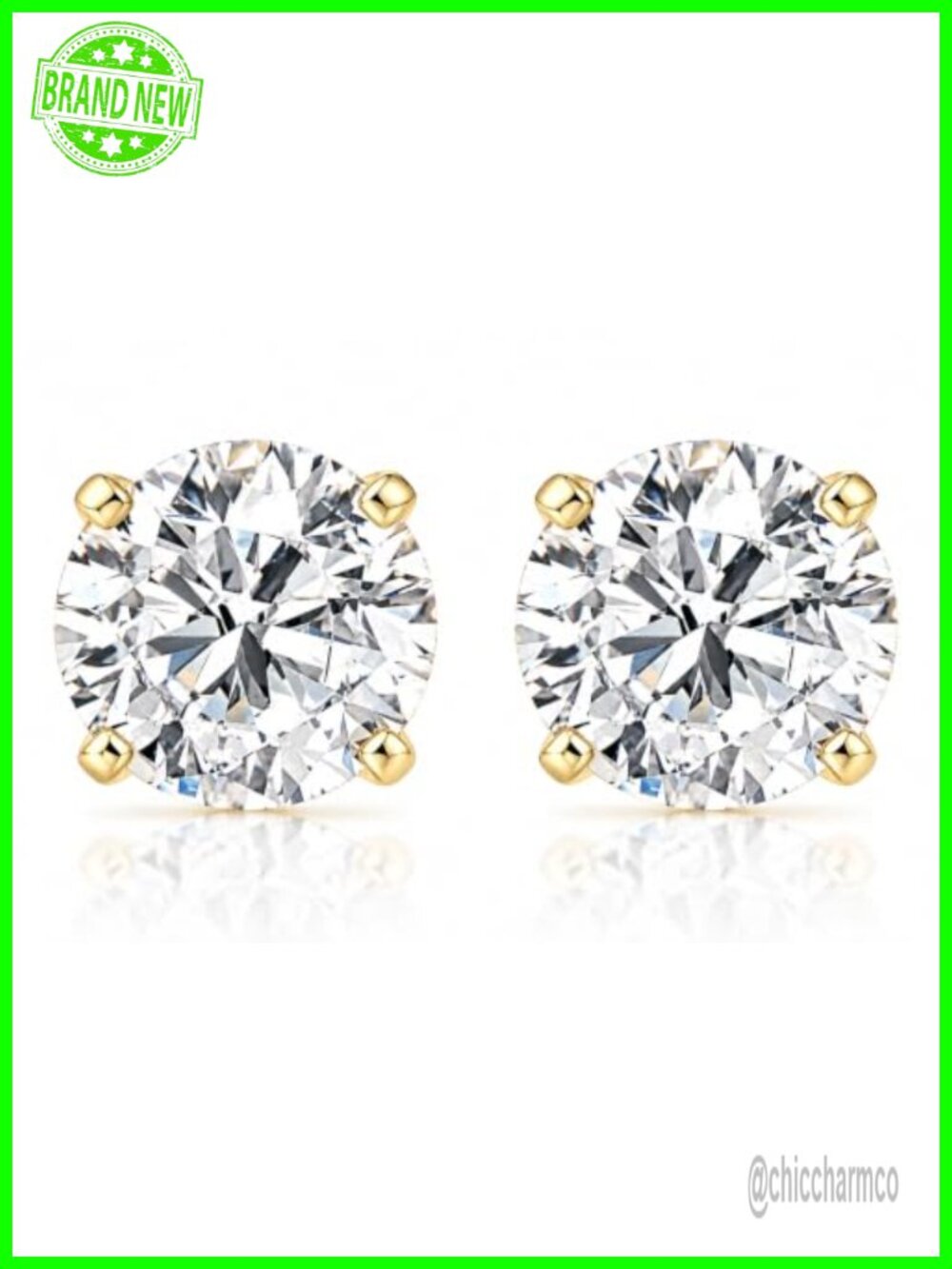 1 Carat Lab Grown Diamond Stud Earrings in 14k Yellow Gold, Prong Set